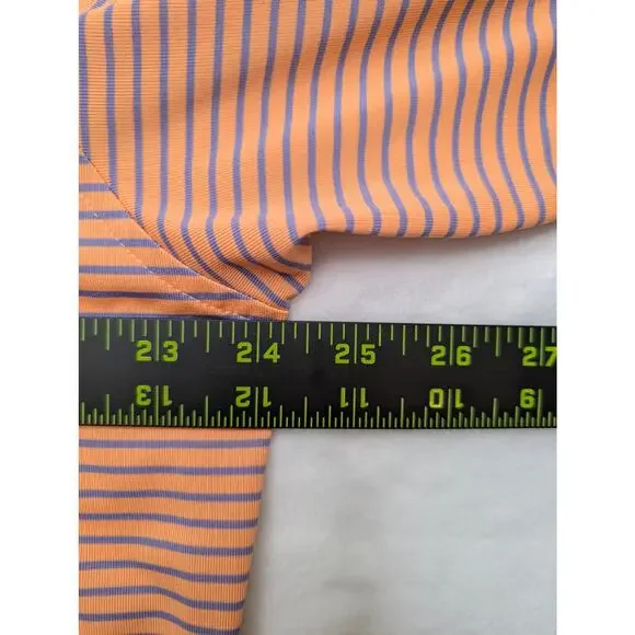 Donald Ross Mens Golf Polo Shirt - Large Orange Stripe‎ Performance ODCC 1892 - Picture 5 of 8